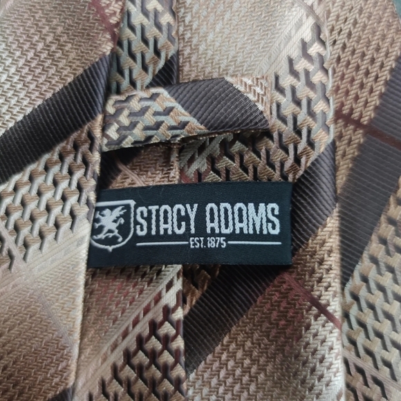 Stacy Adams Two-Tone Brown Stripe Hounds Tooth Tie - Picture 5 of 7